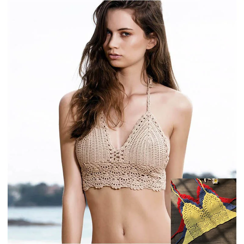 Free shipping Beach Crochet Bikini Tops Summer Swimwear Top Honeymoon Hippy Bra Swimming Pools Spas Yacht Surf Bikini