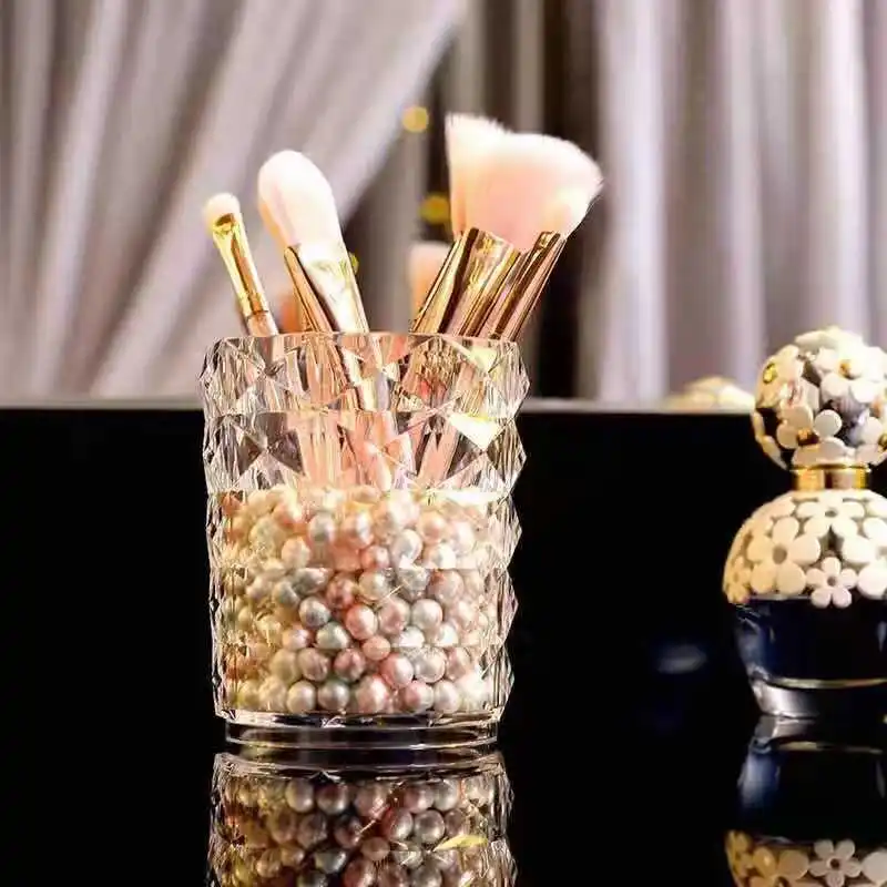 
Роскошный держатель для кистей для макияжа, коробка для хранения, органайзер, чехол, цилиндрический, алмазный, Кристальный держатель для кистей для макияжа 
