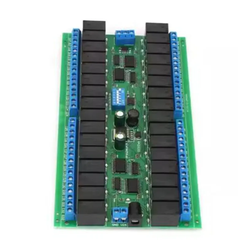 R421C32 DC 12V 32 Channels Mod-bus RTU RS485 Bus Relay Module UART Serial port Board for PLC LED Home automation door lock