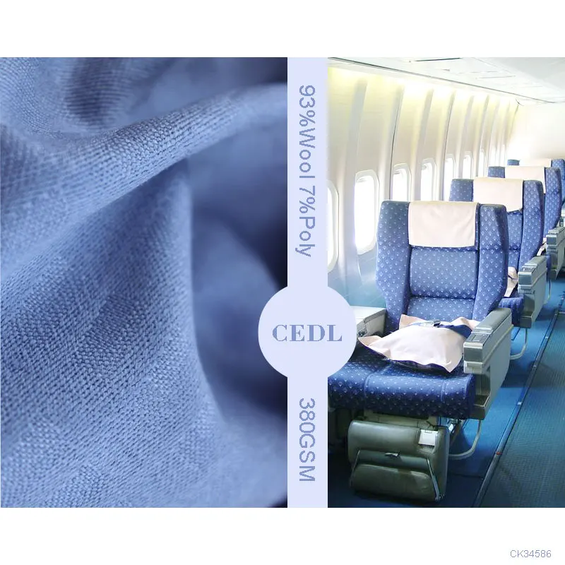 Fireproof Smoke Toxic Prevention for Air Seat Train Seat Bus Seat Fabric in Wool Polyester Jacquard fabric