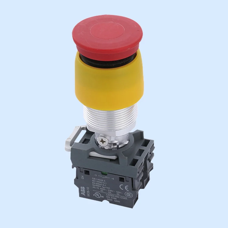 Red emergency stop button key aluminum alloy ex series atex  Ex d ip65 ip66 black plastic handle explosion proof switch