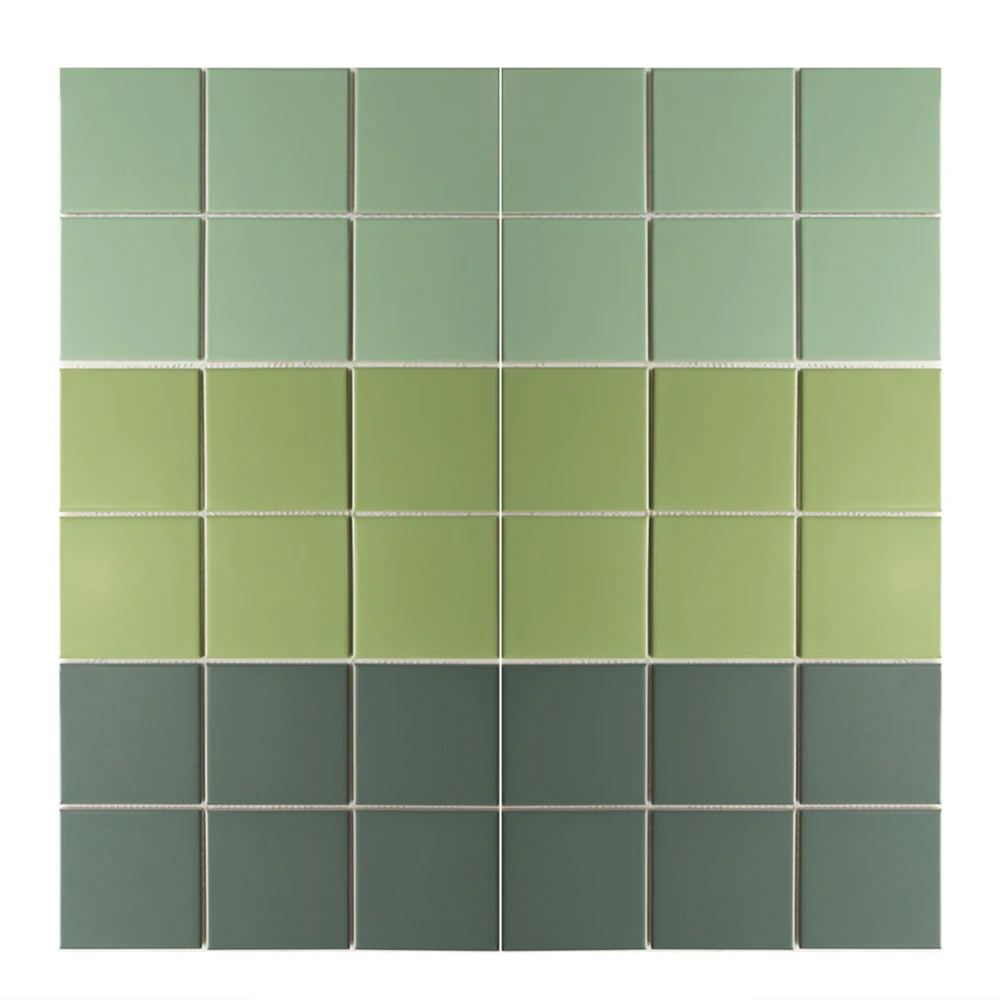 Modern Green Ceramic Mosaic Tiles Square Pattern Wall Pool Tile for Bathroom Interior Walls Durable Porcelain Marble Stone Metal