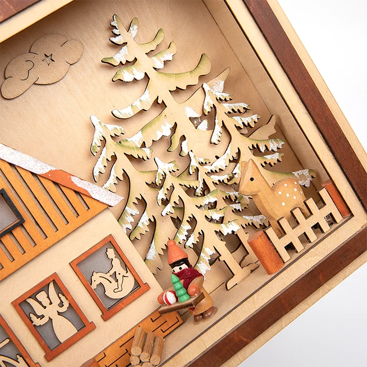 Оптовая продажа с фабрики, домашние рождественские украшения, светодиодное освещение, деревянные деревенские дома