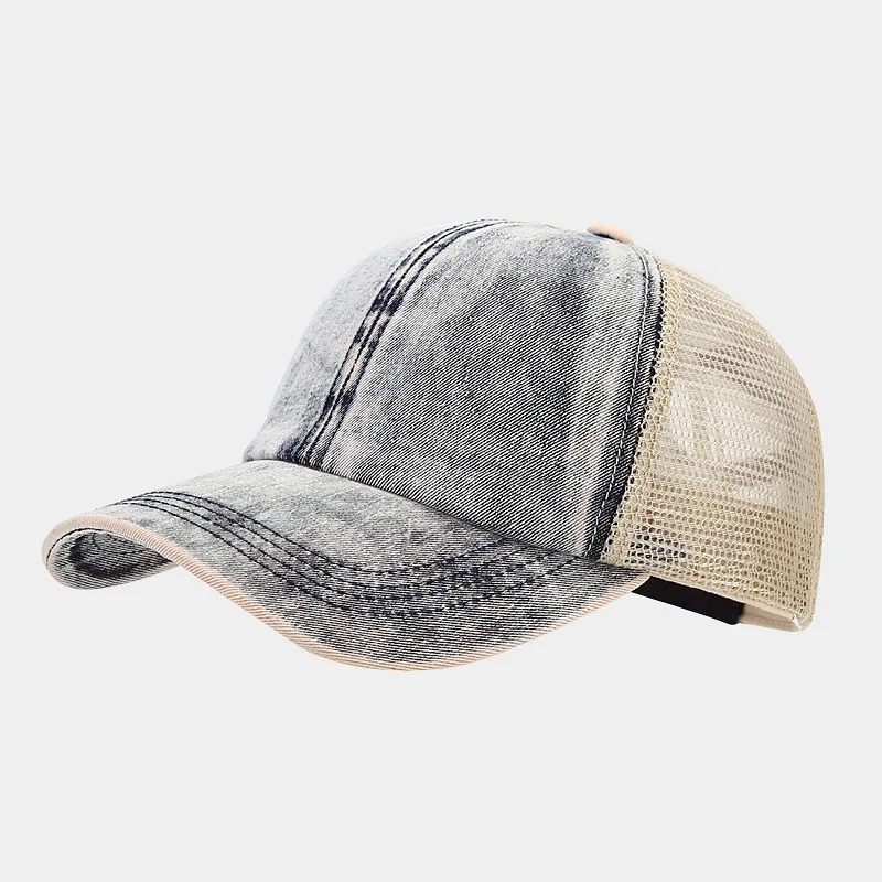 2023 custom cross back high crown pony tail trucker hat women