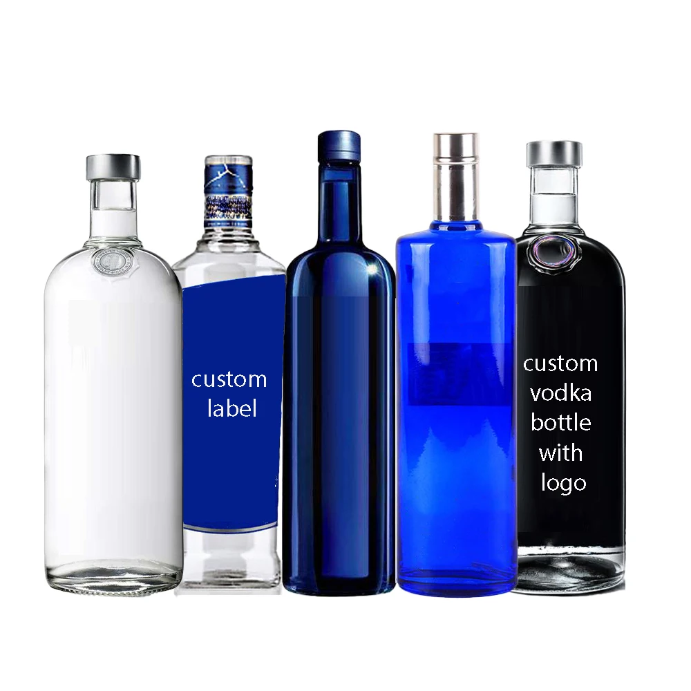 Custom empty 500ml 750ml absolut whisky liquor hot vodka brandy frosted wine glass bottles for vodka
