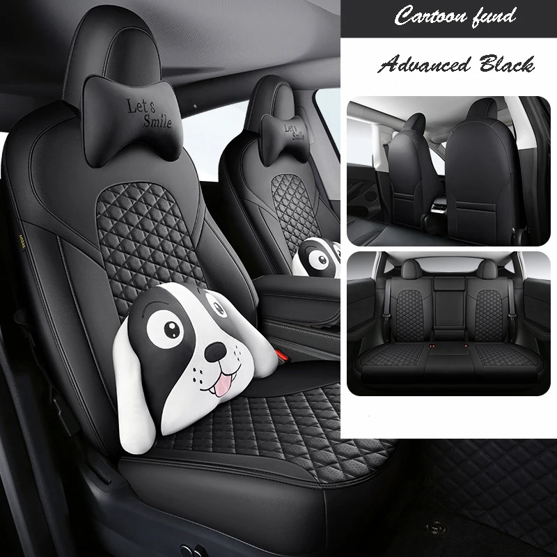 for Black Tesla Model Y Car Seat Cover Luxury Car Protector Anti-Slip Driver Seat Cover with Backrest 1 Piece Black