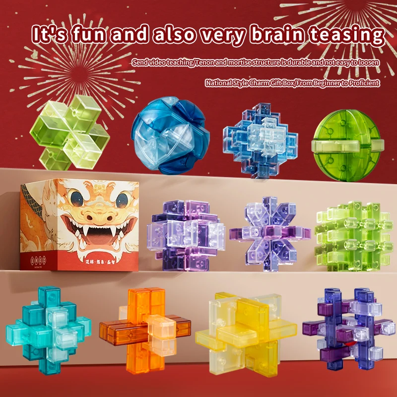 Montessori Puzzle Educational Toys 3D Puzzle Build Luban Lock IQ Mind Brain Teaser Puzzles for Kids Adults Toys Kids Toys