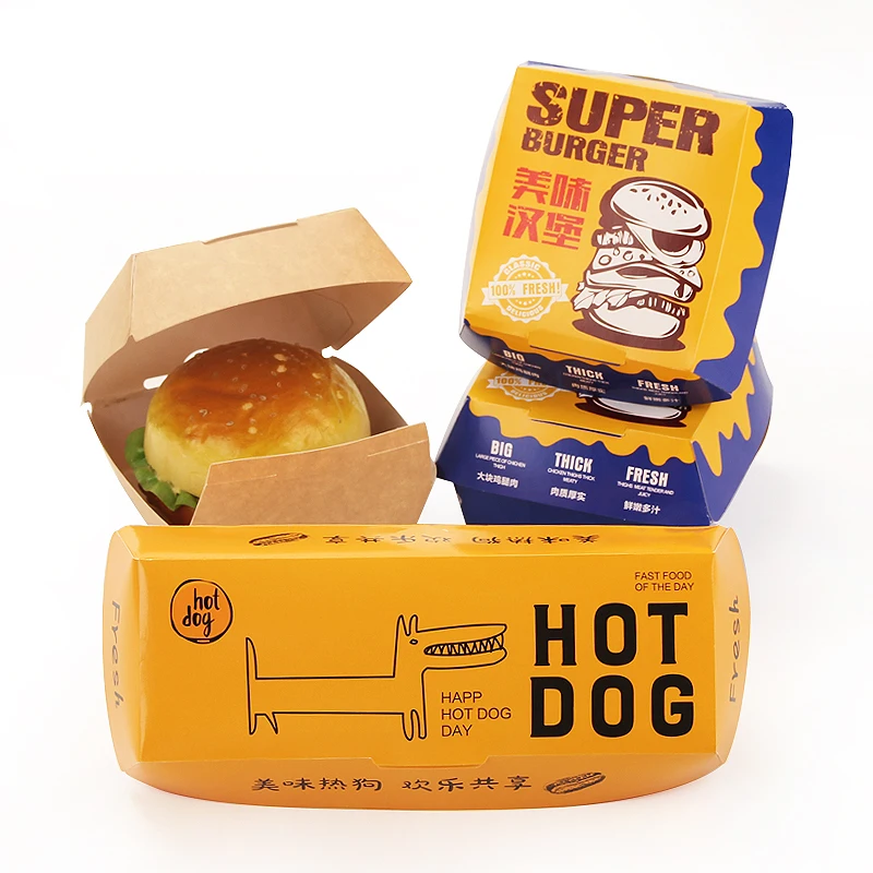 Hamburger box  take away kraft emballage custom size and logo printing