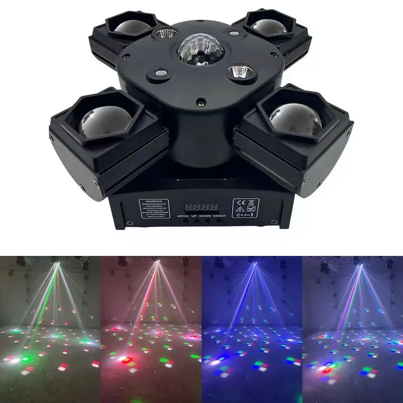 New Hot Sale Mini 4 Arms Beam Ball Strobe Laser 4in1 Led Moving Head Light For Dj Disco Party Stage Show