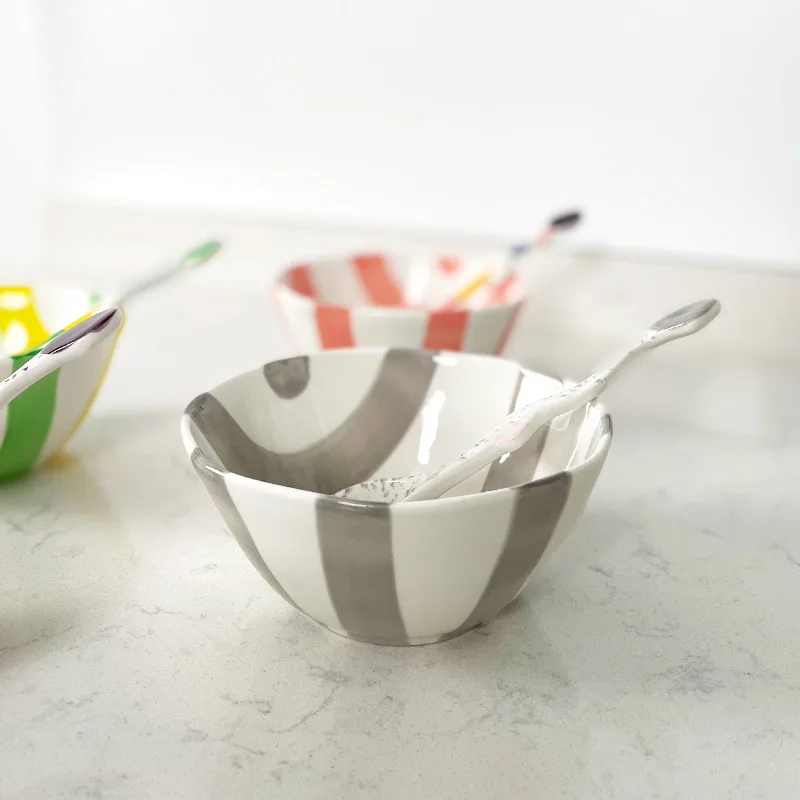 Solhui Irregular Ins Candy Salad Bowl Ceramic Yogurt Oatmeal Pasta or Soup Bowls