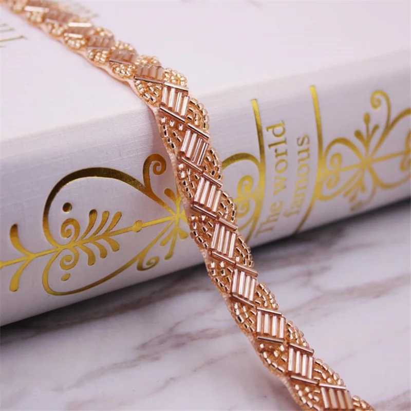 1.5cm beaded edge pearl handmade lace trim for DIY clothes shoes bag