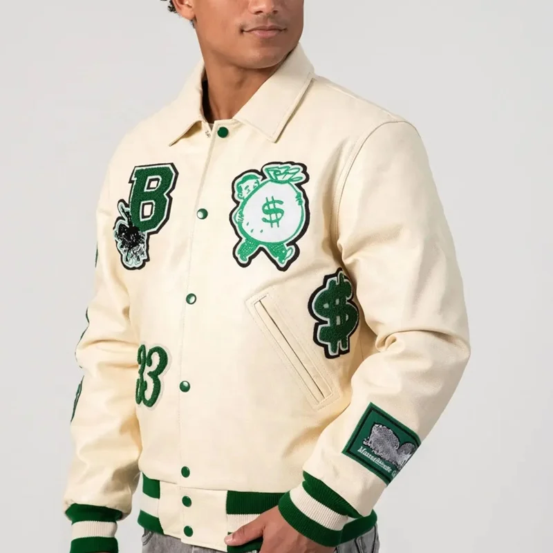 Custom Size Logo Letterman Jacket Mens Fleece Casual Patchwork Cropped Baseball Varsity Jackets