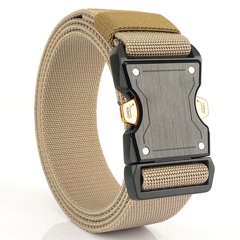 New Custom Tactical Buckle Belt Laster Logo Alloy with Stretch Elastic Belt for Men Accept Customized Logo 100% Nylon 7-14 Days