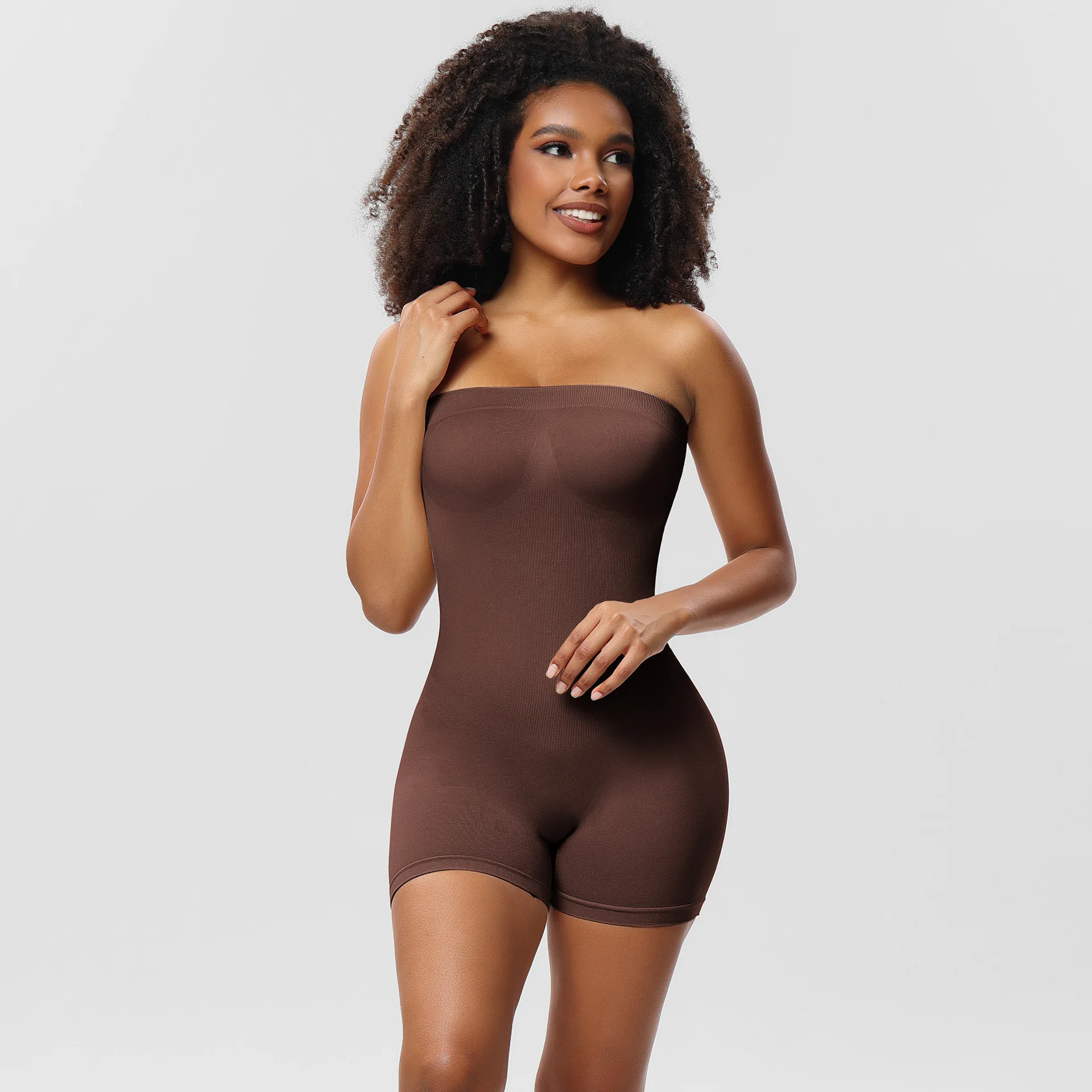 Ultimate Stretch Full Body Shaper Nylon Bodysuit with Seamless Features Invisible U Collar Removable Shoulder Strap Butt Lifter