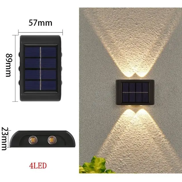 HSX Outdoor Super Bright Ip65 Waterproof Household Garden Yard Decoration Lighting Up Down Luminous 6 Led Solar Wall Lamp Light