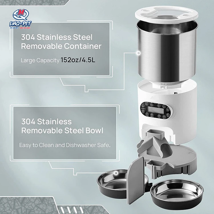 Auto Bowls & Feeders For Dogs Pets Cats Smart AUTO Timed Dog Pet Feeder Cat Automatic Food Dispenser Feeder With Stainless Bowl