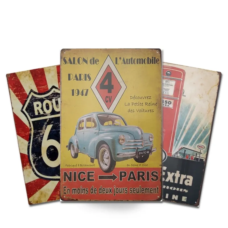 
Wholesale Route 66 posters wall decoration metal tin signs for garage decor, funny tin signs of gasoline for gas station 