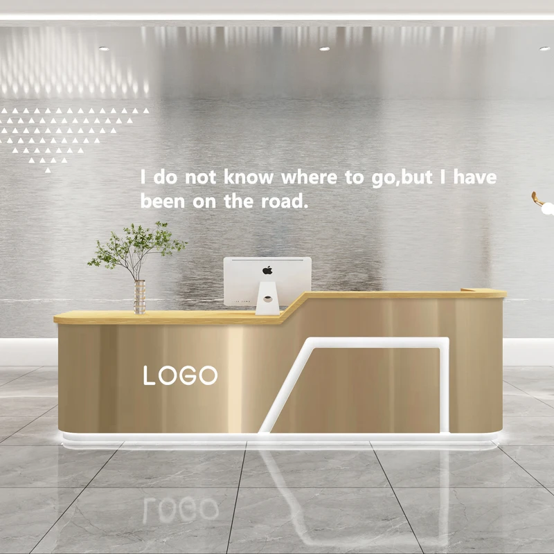 Stainless steel cashier desk for beauty salon clothing store company hotel front desk table reception desk