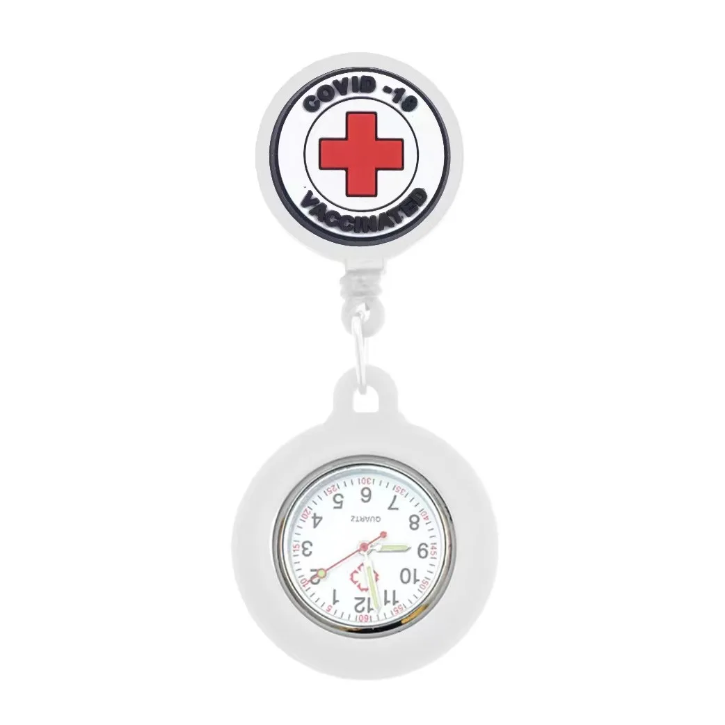 Lovely Cartoon Nurse Doctor Retractable Pocket Watches Hospital Medical Badge Reel Love Heart Stethoscope Syringe Clips Watches