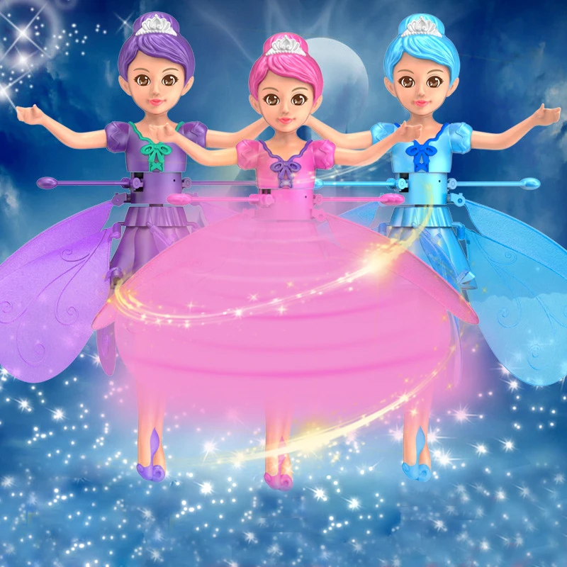 Children LED Girls Dancing Kids Induction Aircraft Toy Little Fairy Intelligent Levitation Doll Toy