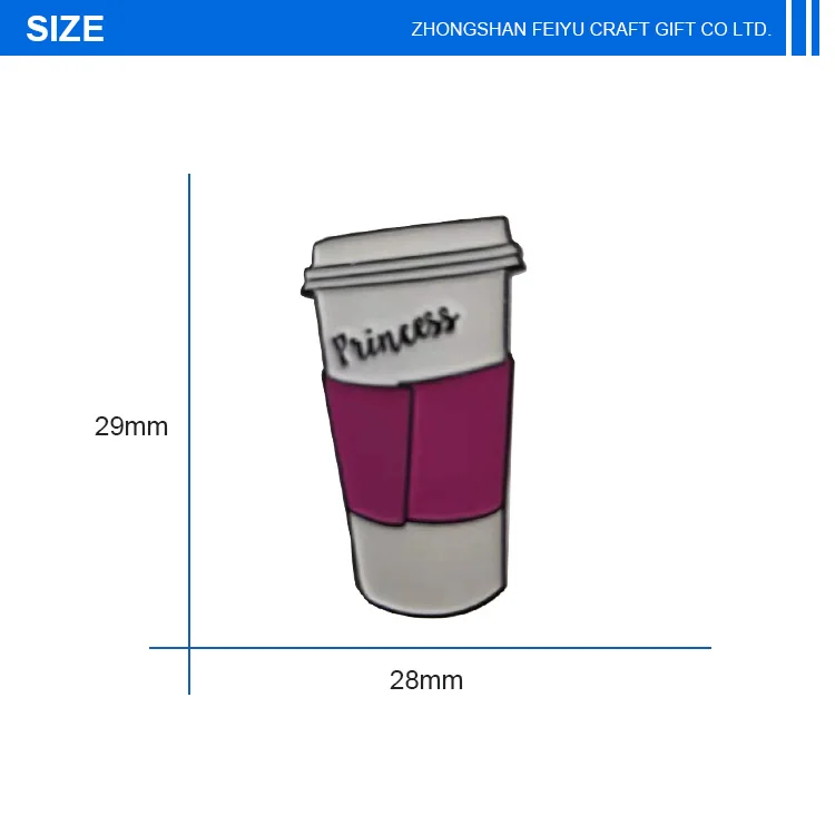 
Custom Drink Coffee Shape Zinc Alloy Brooch For Gift 