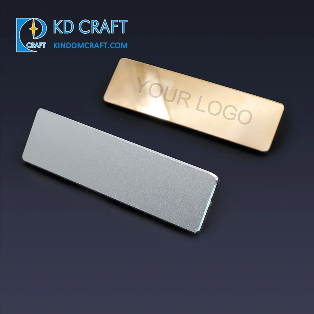 High quality custom logo brass empty badge pin blank metal reusable sublimation restaurant employee staff hotel name tag