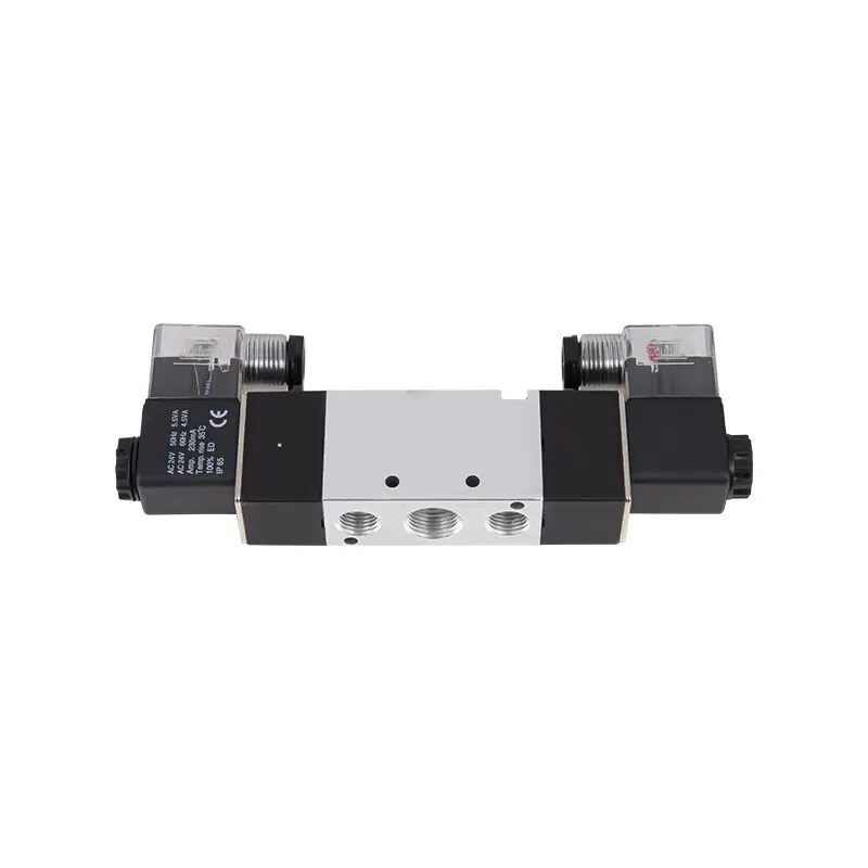 4V100 Series Operated Directional Valve 4V120-06 2 Position 5 Way Single Double Coil Electric Pneumatic Air Solenoid Valve
