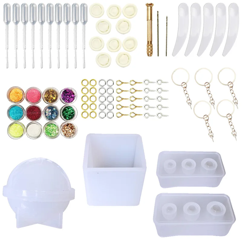 LFR631 Amazon Hot Sale Resin Molds DIY Jewelry Casting Molds Tools KIT Egg Ball Round Square Silicone Jewelry Resin Molds