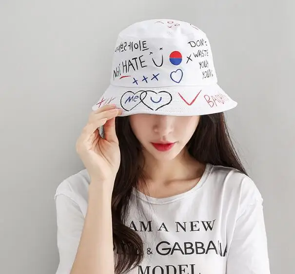 2020010136 Fashion Print Bucket Hat Summer Fisherman Cap for Women Men