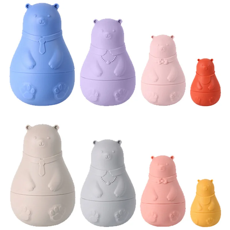 New Silicone Matryoshka Dolls Early Education Puzzle Building Blocks Baby Silicone Bear Nesting Toy