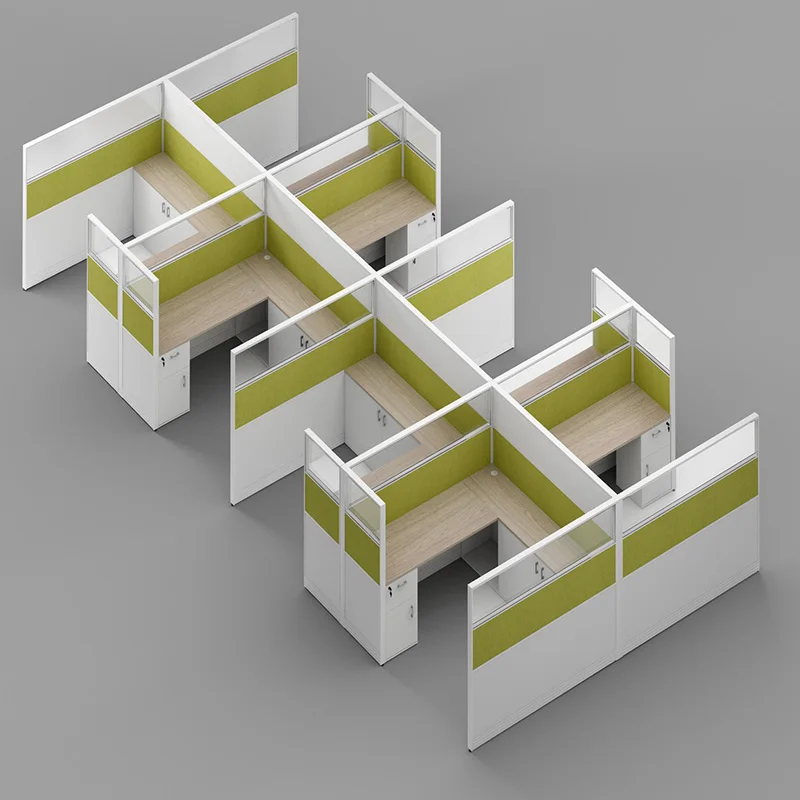 Modular 4 Seat Office Cubicle Partition Call Center Workstation 6 Staff Table for Room