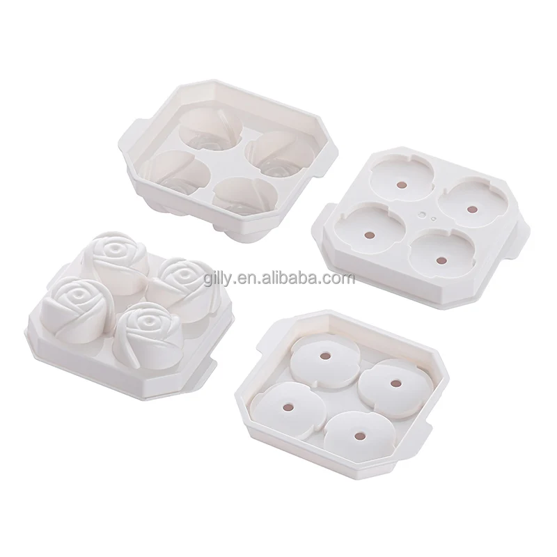 2024 new created rose shape Ice Cube Tray with Lid Ice Ball Maker Mold for Freezer Stackable Ice Trays with Covers