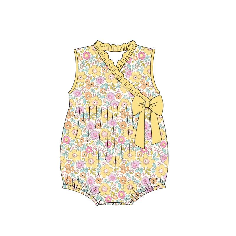 Newborn Baby Romper Floral Pattern Girl Clothes Beautiful Toddler Kids Clothes Custom Baby Romper