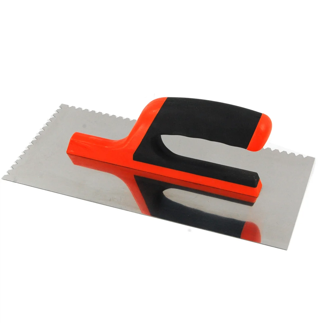 John Tools 280x120mm Stainless Steel Plastering Trowel With Plastic Handle Mirror Polish With Teeth Notched China Hand Tools