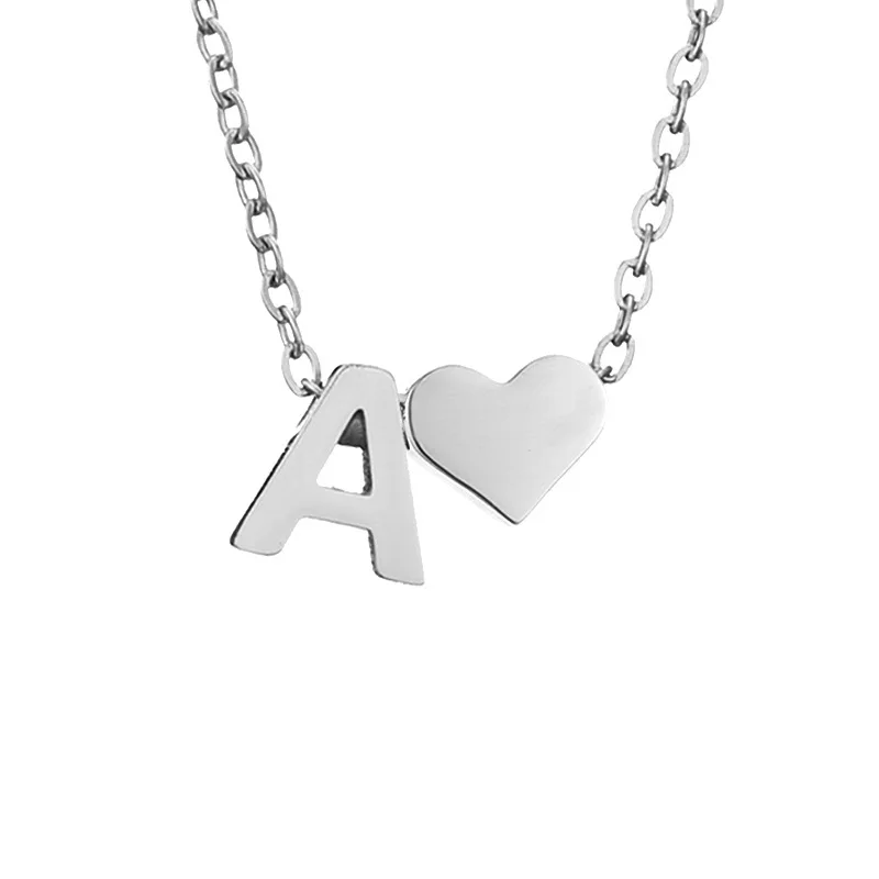 Three-dimensional Love Personality Pendant Clavicle Chain Stainless Steel Gold Silver Necklace for Women Girls Hainon 565