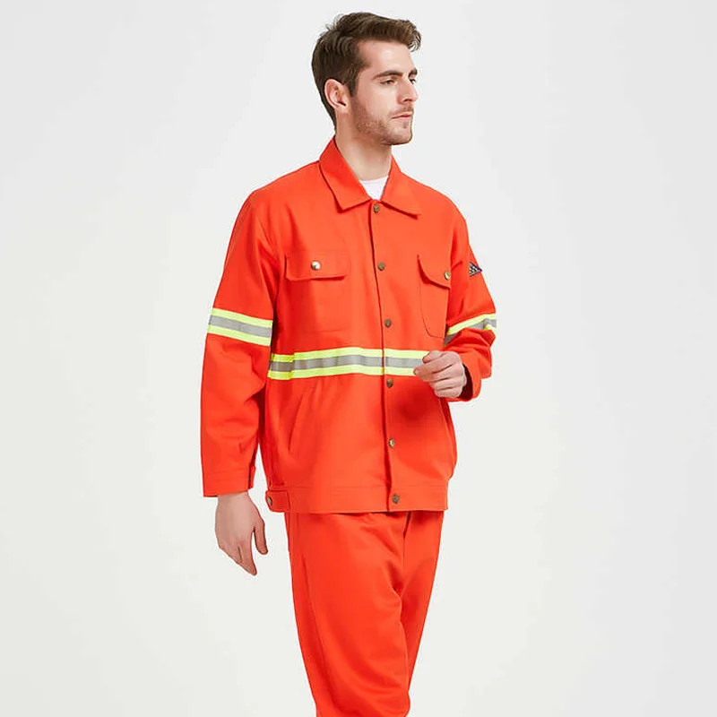 Customizable Cotton Fire Retardant Working Clothes with Reflective Strips Welding Clothing