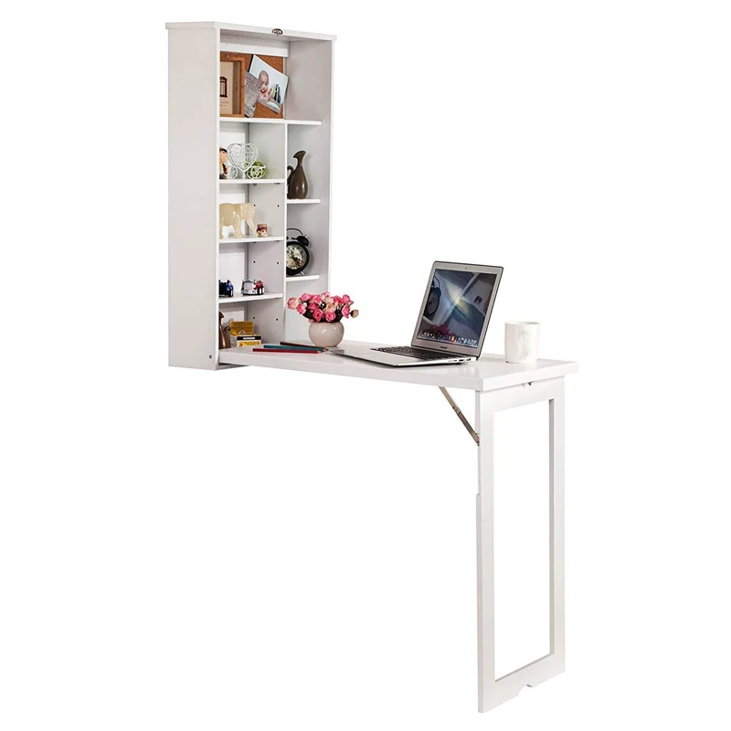 Fold Out Convertible Wall Mount Desk Wooden Folding Study Working Table