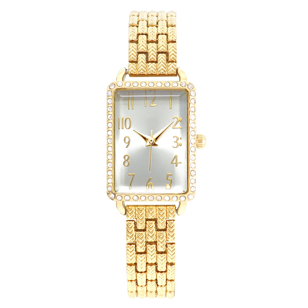 2021 New Popular Luxury Women High Quality Watches Quartz Wach Charm Ladies Glass Customised Alloy Bracelet Clasp Square Pointer