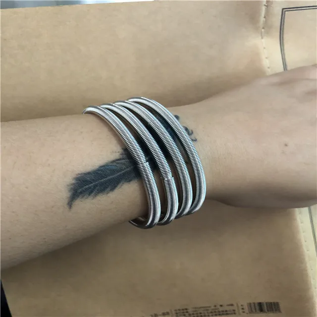 
4MM Large Guitar Strings Platinum Plated Spring Bracelet 