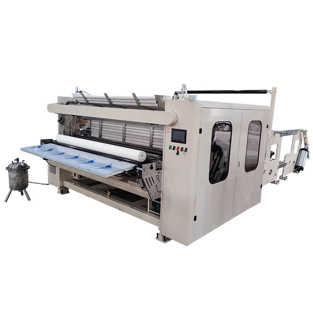 Automatic punching rewinding toilet paper bathroom tissue roll production machinery / maquina de hacer papel para bao