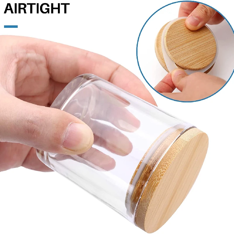 Kitchen 6 OZ Clear Empty Food Storage Jars Airtigh Candy Cookie Container Thick Glass Jars with Bamboo Lids