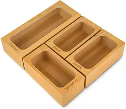Product Luxury Combination Stained Containers Separate Bamboo Ziplock Bag Storage Organizer For Kitchen Fridge Drawer