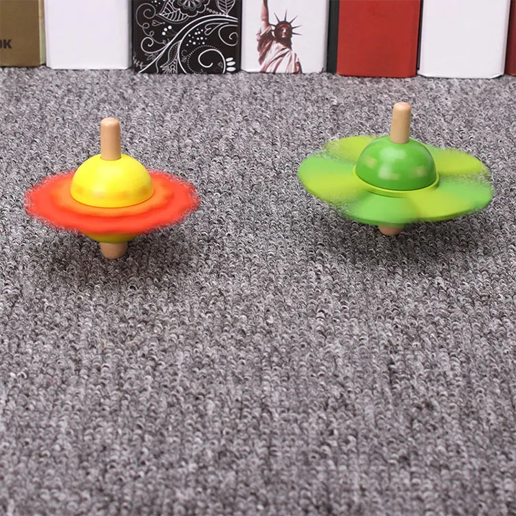 Handmade Flower Painted Wood Spinning Tops Wooden Toys Educational Toys Kindergarten Standard Tops Children Toys 1pc
