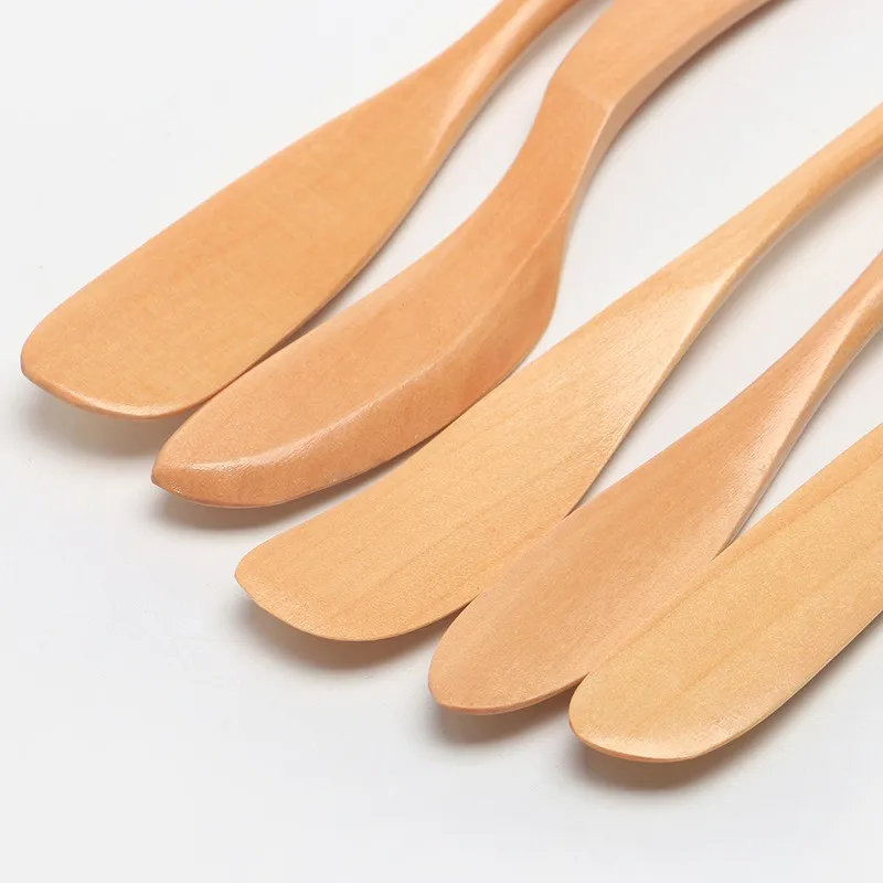 Top sale eco friendly custom logo solid jam salad spatula bread spreader wooden cheese butter knife