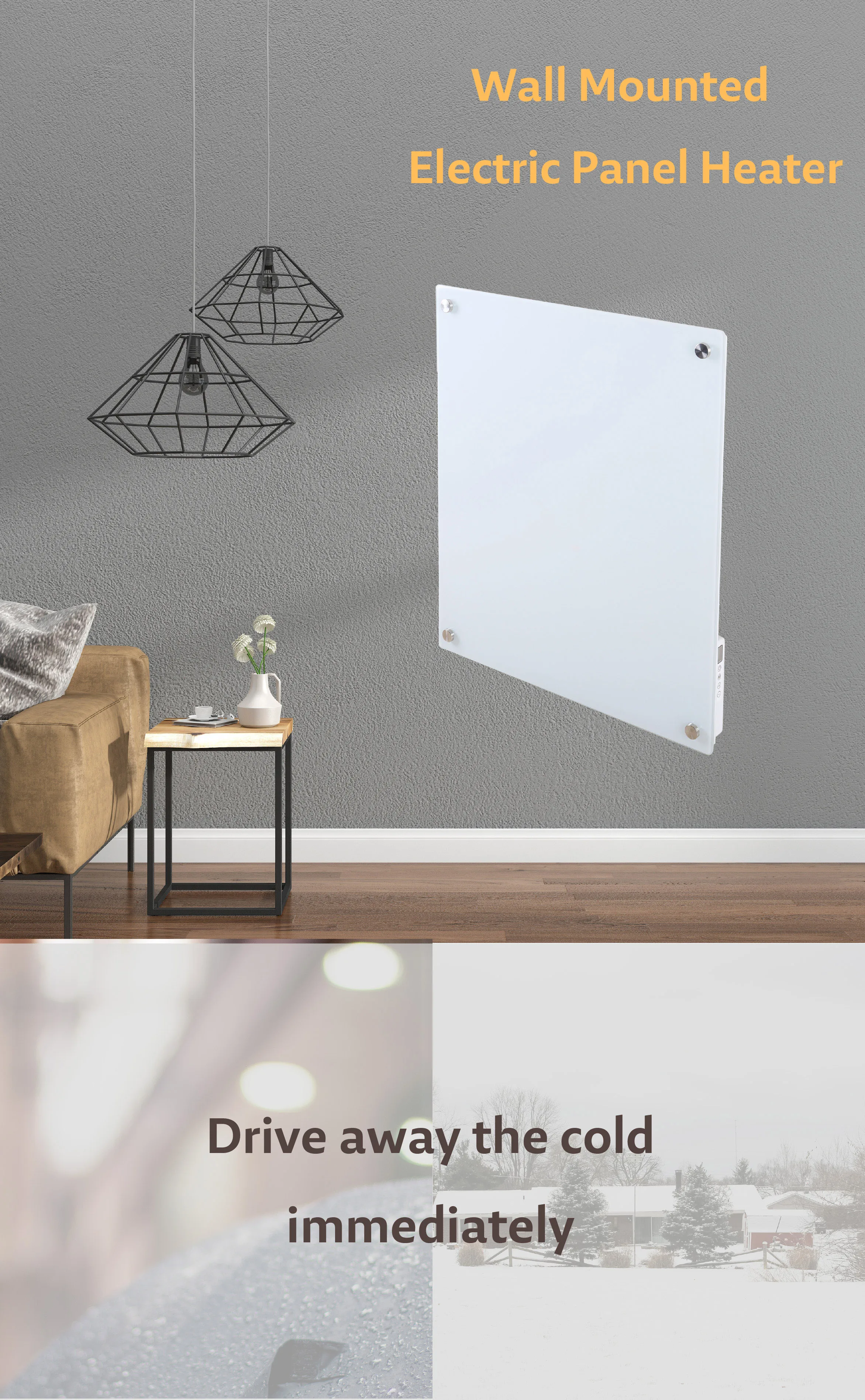 Infared Radiant Carbon Crystal Glass Panel Heater Without Frame