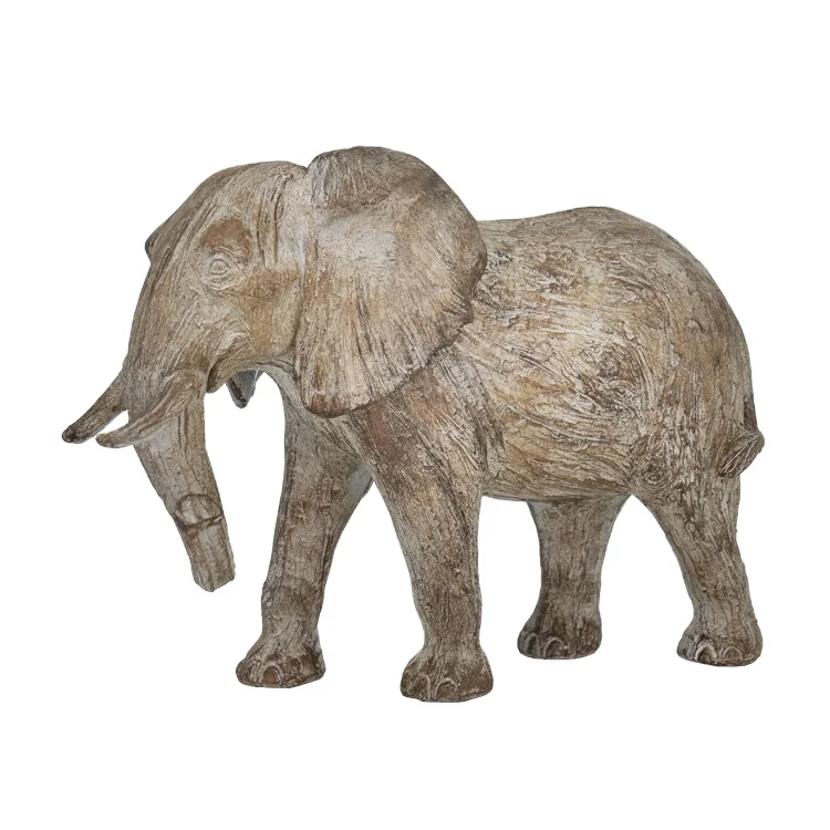 Resin Wood Elephant Sculpture Cowboy Western Decor Indoor Art Resin Table Top