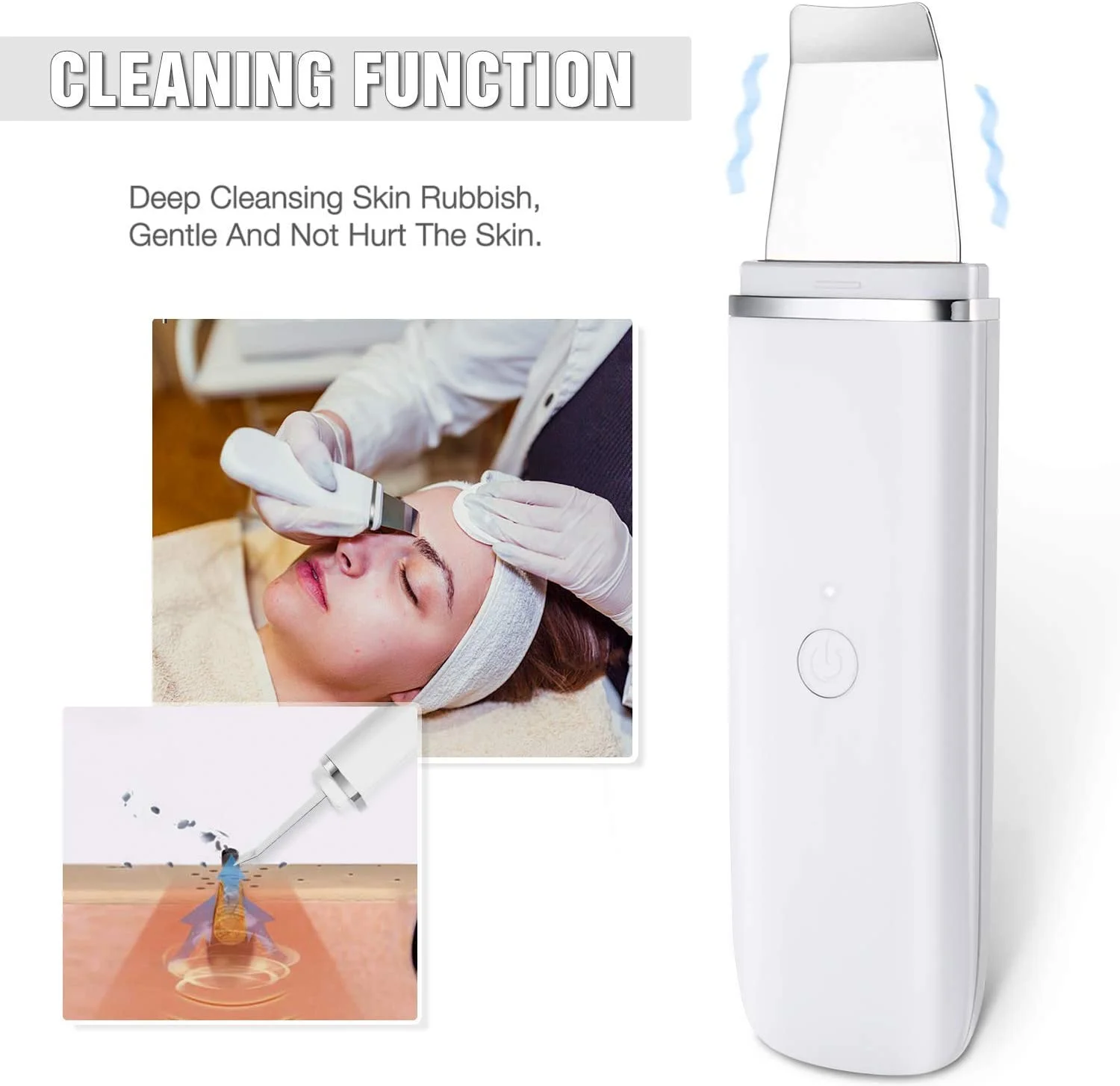 Ultrasonic Skin Scrubber Peeling Pores Dirt Spatula Facial Skin Scraper Stainless Steel Scrubber