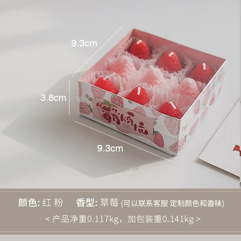 Wholesale  Soy Wax Strawberry Aromatherapy Candle Cute Creative Birthday Gift Handmade Simulation Modeling Fragrance Candle
