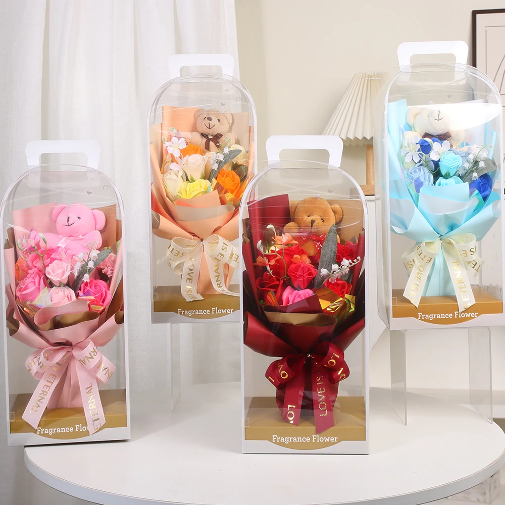 Gift Paper Packaging Boxes Vending Machine Wedding Bridal Soap Flower Bouquet Box Mini Bouquet Flowers for Car