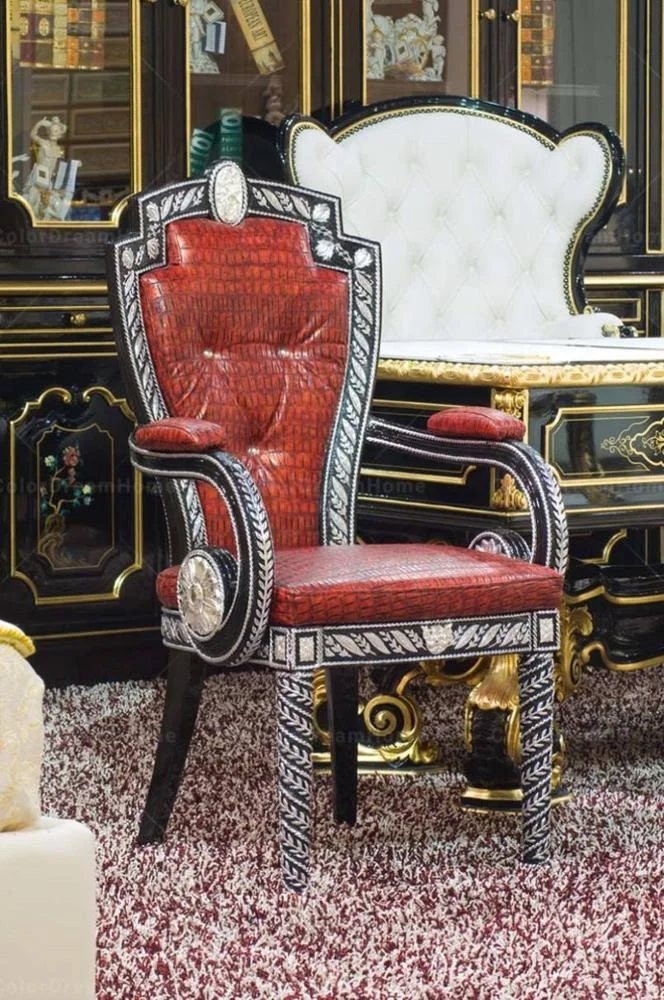 High-end luxury gold leather swivel chair for office furniture